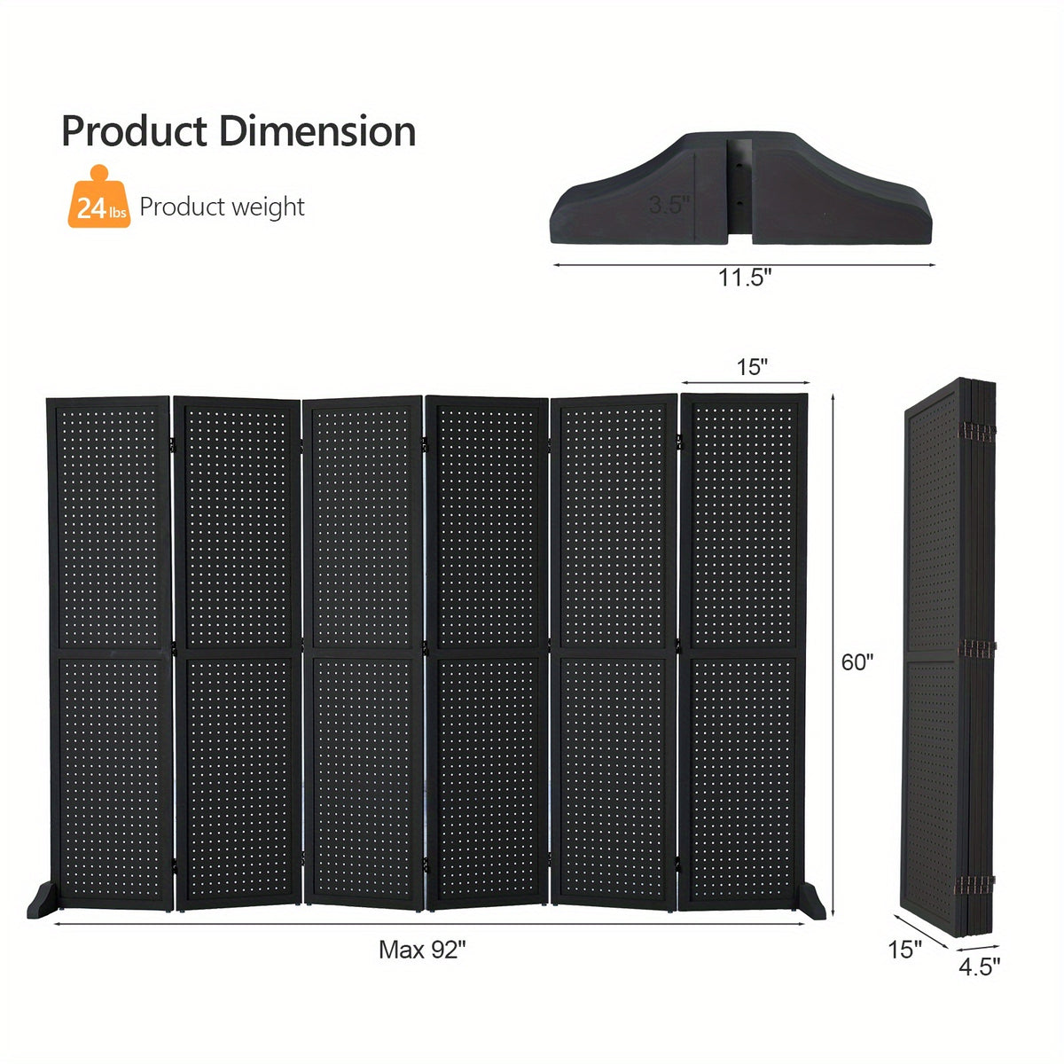 Heavy-Duty Freestaggng Pegboard Room Divider - Folding Privacy Screen Partition with Sturdy Feet, Natural Wood Finish - for Home, Office, Retail Displays, Events - Space-Saving Organizer & Decorative Partition Panel, Event Partition, Versatile Display Boa