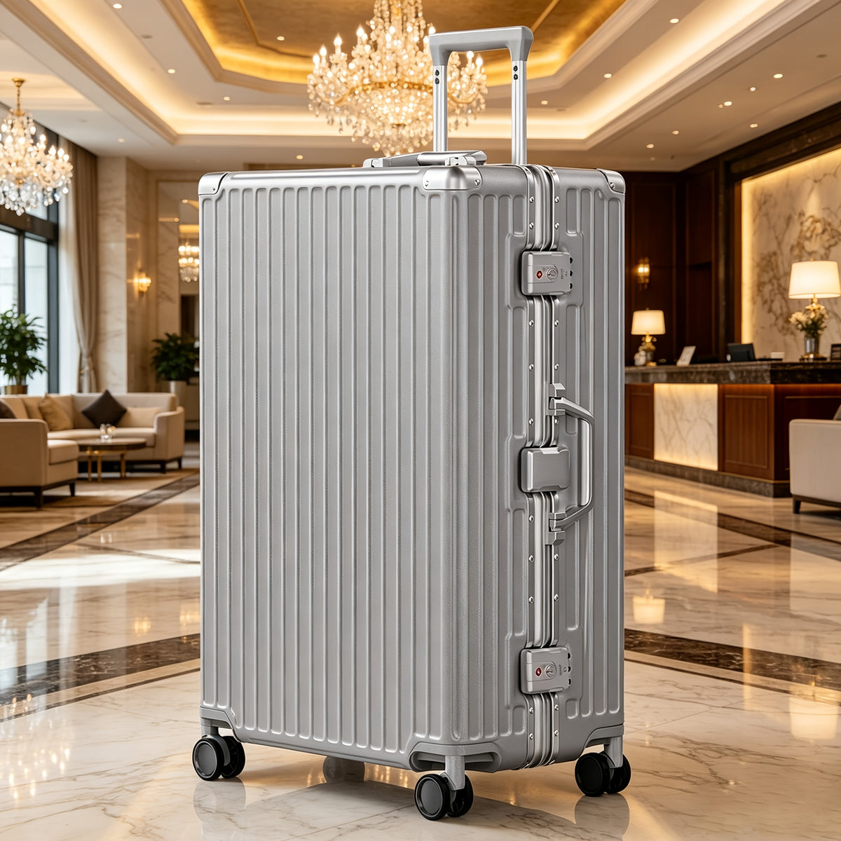 Zipperless Luggage with Spinner Wheels TSA Approved Large No Zipper Aluminum Frame Luggage PC+ABS Hard Travel Suitcase 28inch Checked Hard Shell Suitcases Or Luggage Set 2pcs (20inch Carry On+28inch Checked)