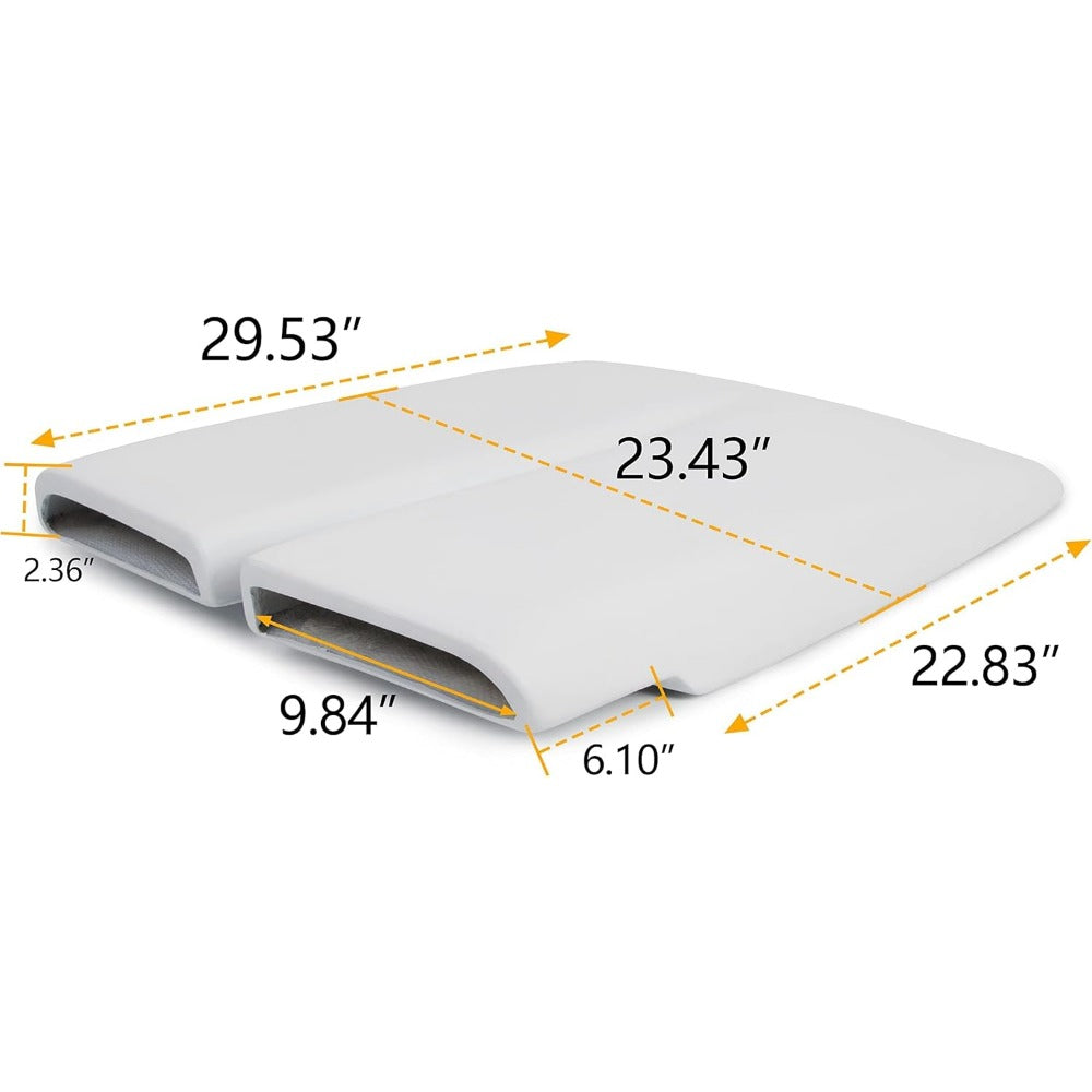 Hood Scoop Compatible with 1970-1976 Plymouth Duster 340 A-Body Front Fiberglass Hood Scoop Molding Trim Bezel White