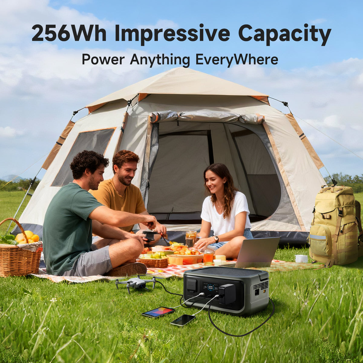 [Outdoor Camping Travel] ALLPOWERS P300 T2 Portable Power Station 256Wh LiFePO4 Battery 300W (Peak 600W) AC Output for Outdoor Camping Travel Home Use