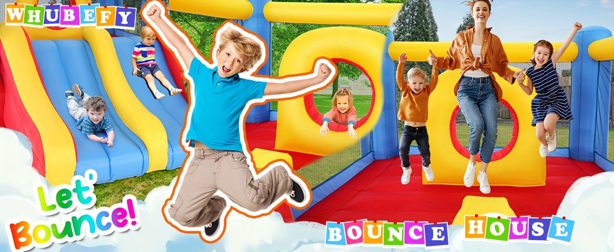 Large Inflatable Bounce House for Kids 3-10, Inflatable Bouncer with Blower, 12.6 X 9ft Big Blow Up Jumping Castle with Double Slide Obstacle, Family Indoor Outdoor Backyard Bouncy Castle Jump 'n Slide for Kids Boys Girls Birthday Party Christmas