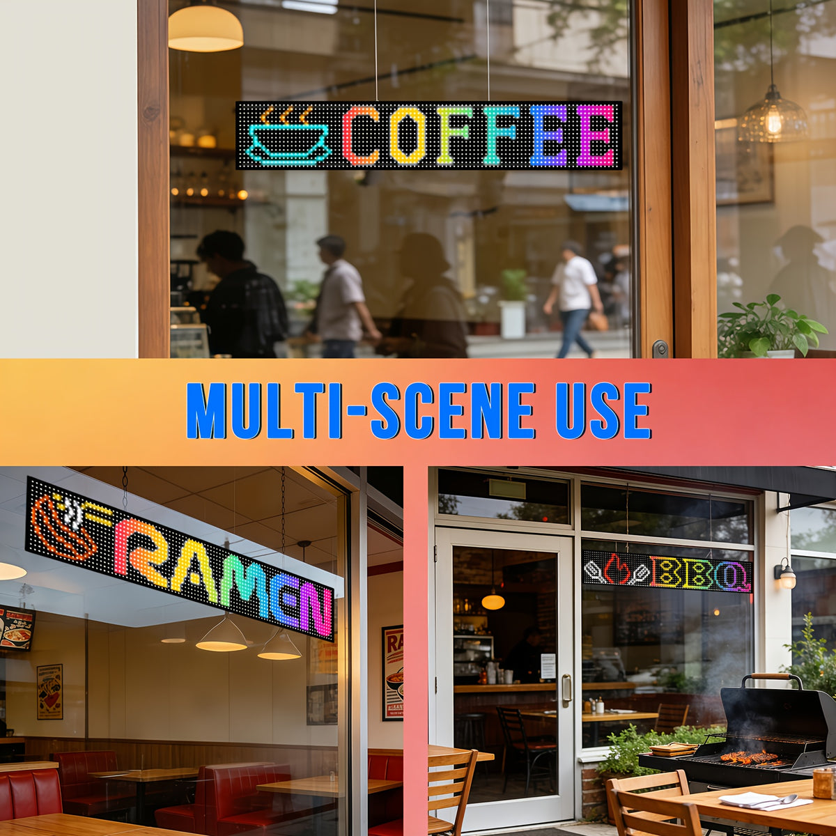 Decorative Signs And Plaques - LED Scrolling Display Screen, Soft Foldable Design, Easy Installation, APP Control, USB Powered, Flexible LED Sign for Store, Mobile Food Truck Advertising, LED Sign, Programmable LED Sign