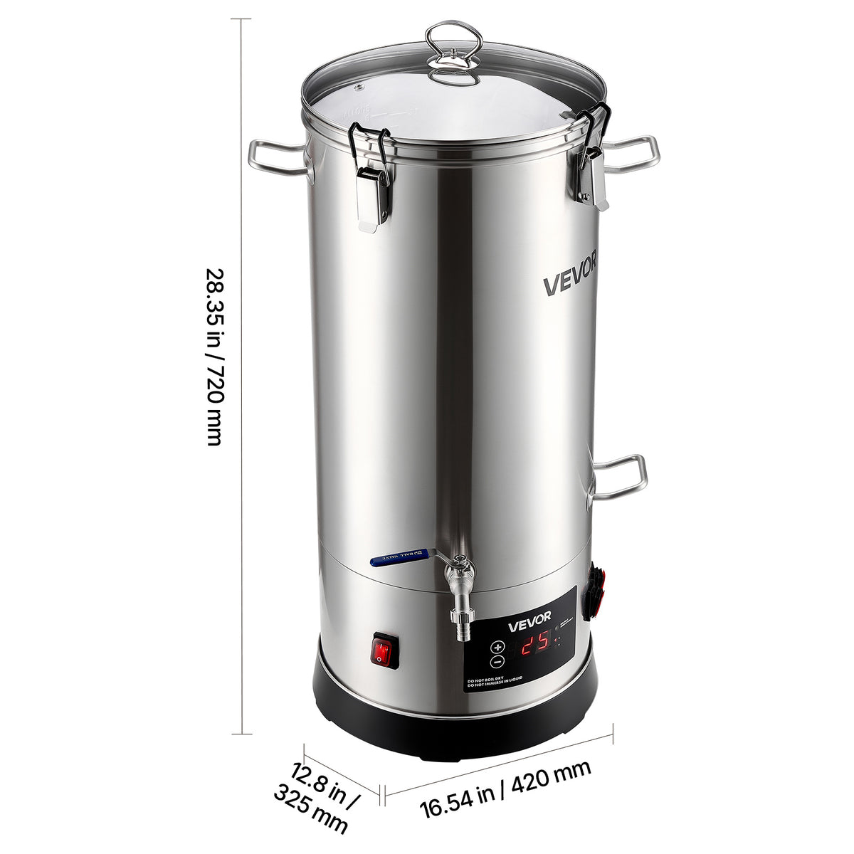 VEVOR Beer Brewing Equipment, 8 Gal/30L 304 Stainless Steel Home Beer Brewer,1500W All-in-One Home Brewing Kit, Tall strainer, Integrated Inner Barrel & Reinforced Handle