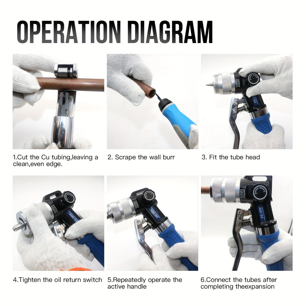 [Hydraulic Swaging Tool] Tube Expander Hydraulic Swaging & Expanding Tool Kit, 3/8" to 1-1/8" Range, Includes 7 Interchangeable Heads