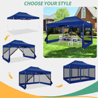 Hoteel 10x15 Heavy Duty Pop Up Canopy Tent with 4 Sidewalls, Commercial Gazebo Party Tent with Mosquito Netting Wall Easy Up Outdoor Instant Screen Tent for Backyard, Beach, Patio, Garden