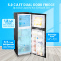 Double Door Refrigerator with Freezer and Adjustable Thermostat for Home or Office — Black, 2.4 or 5.0 Cu. Ft.