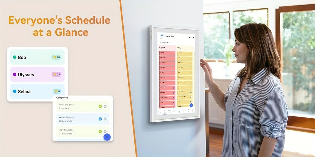 [Intelligent 1080P] TABWEE P15 Digital Calendar, 15.6 Inch Electronic Wall Calendar, Intelligent 1920 X 1080 FHD Touch Screen for Organising The Family Planner 2025, Digital Picture Frame(Includes Screws, A Dimension Inspection Card, And A Back Brace)