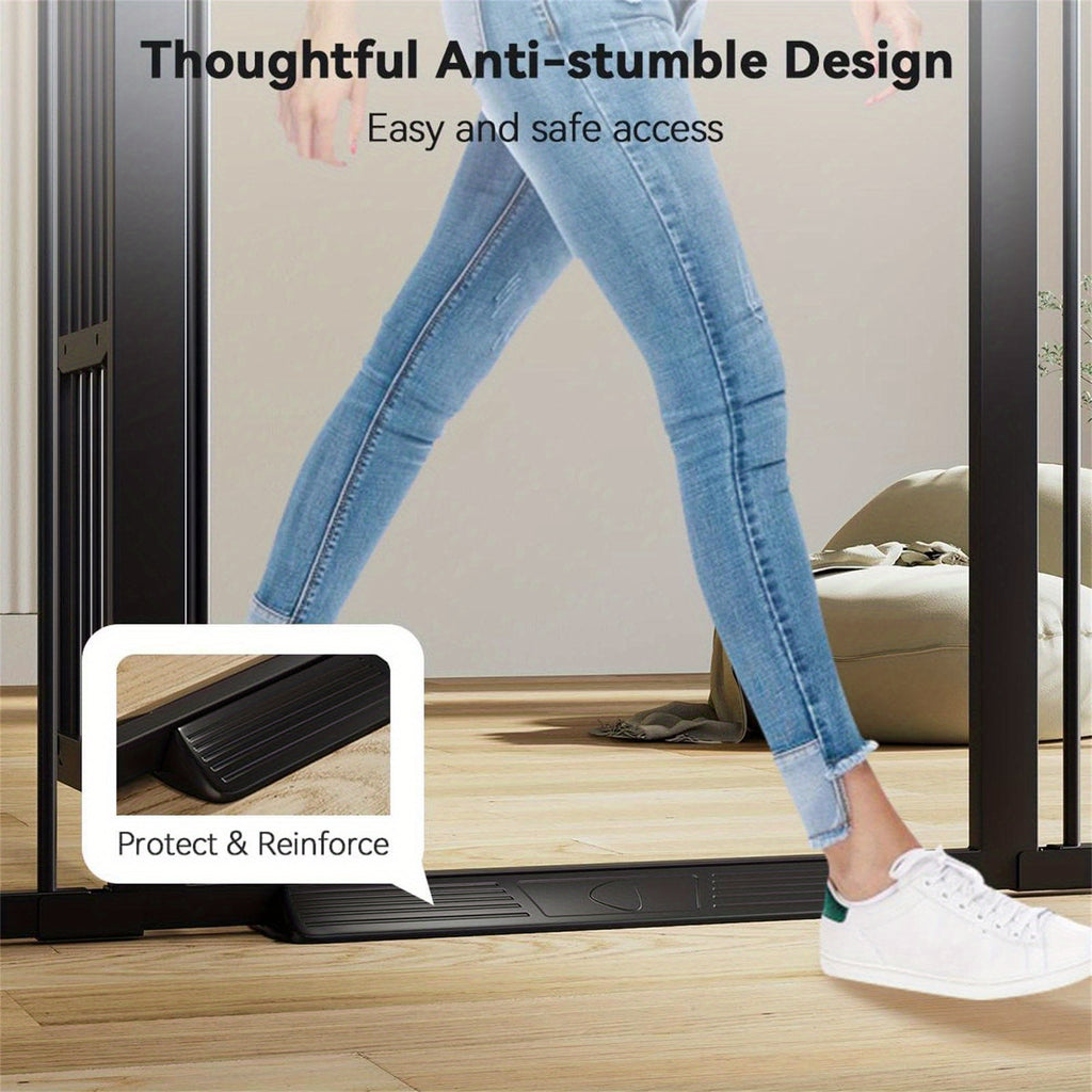 55.1" Extra Tall Cat Gate For Doorway, 29.5-40.6" Adjustable Cat Door Include, No Drilling Pressure Mount Kit, Suitable For Doorways Or Kitchen, Stairs5