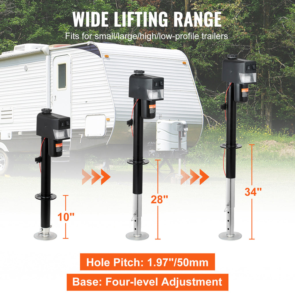 VEVOR Electric Trailer Jack, Power Tongue Jack Weight Capacity 3500 lbs, 9.84"-33.85" Electric Tongue Jack with Cover for Lifting RV Trailer, Horse Trailer, Utility Trailer, Yacht Trailer