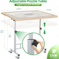 Adjustable Height Puzzle Table with Tilt Board And Sorting Trays, 35 X 26 Inches Large Puzzle Table for Up to 1500pcs, Smooth 28.4-35.4 Inch Height Range, Rolling Wheels, Stable Metal Frame, Portable Puzzle Station for Adults Seniors