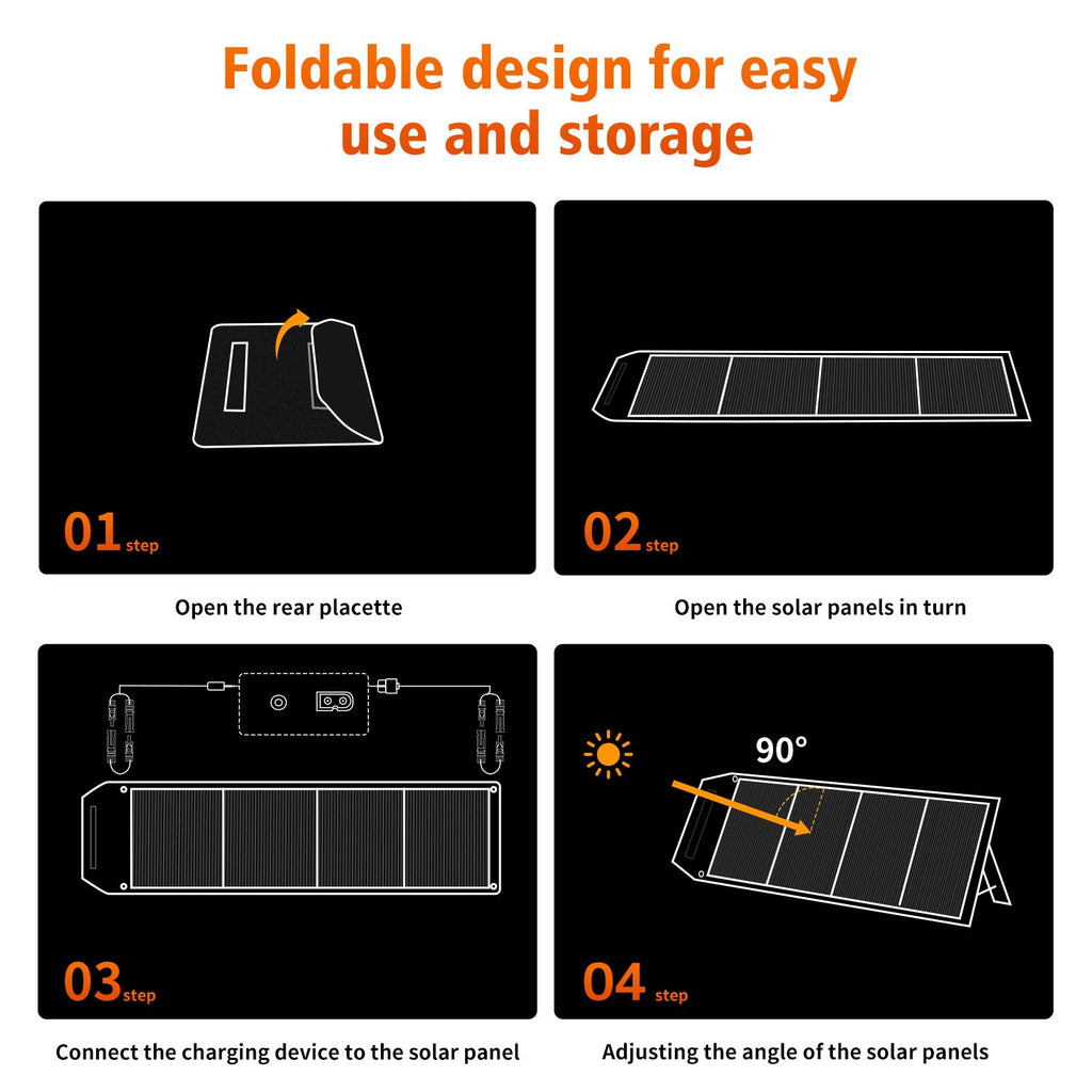400W Foldable Solar Panel Kit — Adjustable Rack for RV Travel, Van Life, Camping and Emergency Power