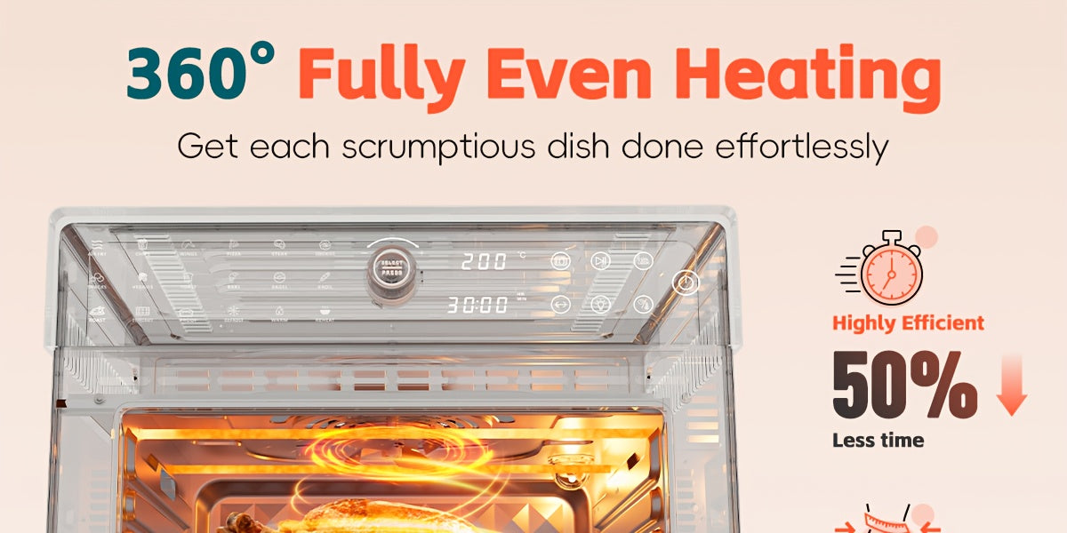 Extra Large 32-Quart Air Fryer, Digital Air Fryer Oven, and Toaster Oven Combo - 20-in-1 Countertop Convection Oven with 13" Pizza Pan, 7 Accessories, Clear Door, 1800W Dual Cooking, 360° Hot Air Circulation for Healthy Meals - Black. 86-450℉.