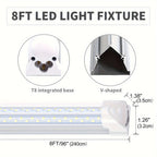 6pcs/lot T8 8ft Integrated LED Tube Light Bulbs 6000K, 120W 8Foot 96 Inch LED Shop Light Fixtures, V Shaped 4 Row Bulbs 2835 LED Chips, 14400lm High Brightness, for Warehouse Ceiling Garage Office Factory, AC 85-277V