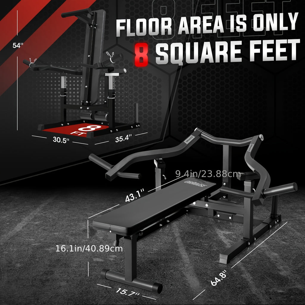 Chest Press Machine, 1250LBS Capacity with Independent Converging Arms, Adjustable Flat Incline Fitness Bench for Home Gym