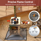 Wood Burning Sauna Hot Tent Stove, 2 in 1 Tent Wood Burning Stove with Chimney Pipe for Outdoor Camping Heating