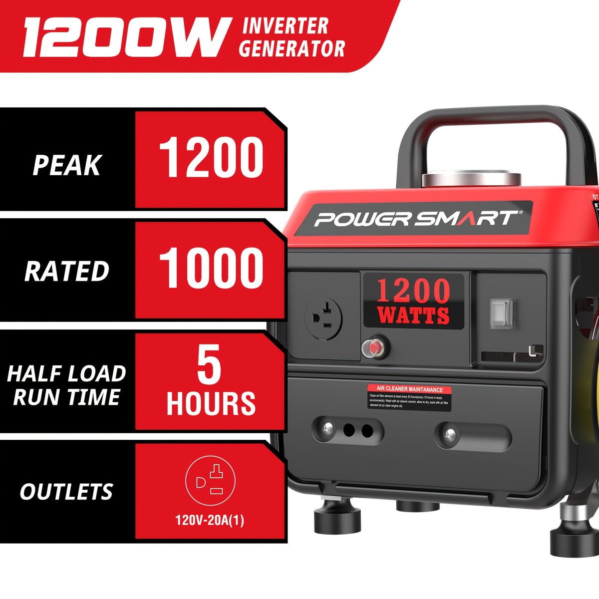 1200W Portable Generator, Small Generator For Camping Outdoor, Ultralight, EPA Compliant