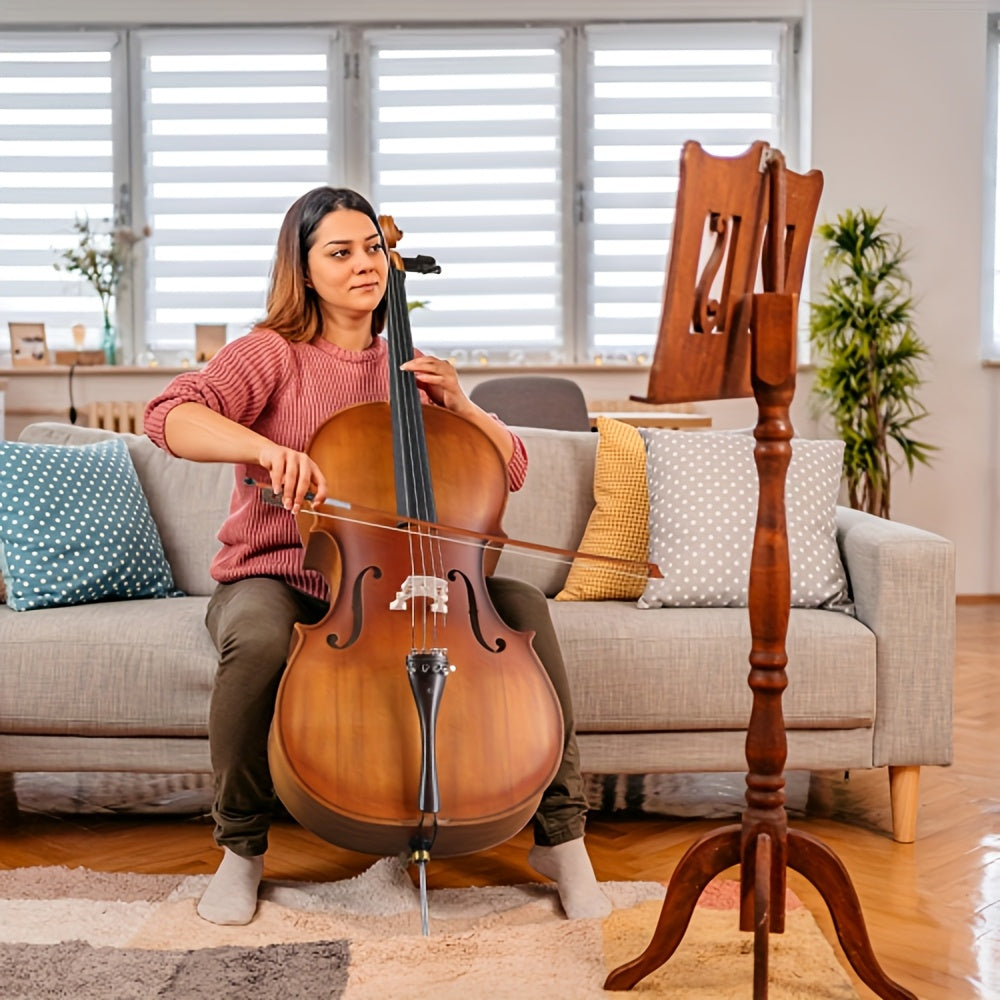 Acoustic Cello by Glarry, Full-Size 4/4 Spruce and Tiger Maple Instrument Set for Beginners and Music Lovers