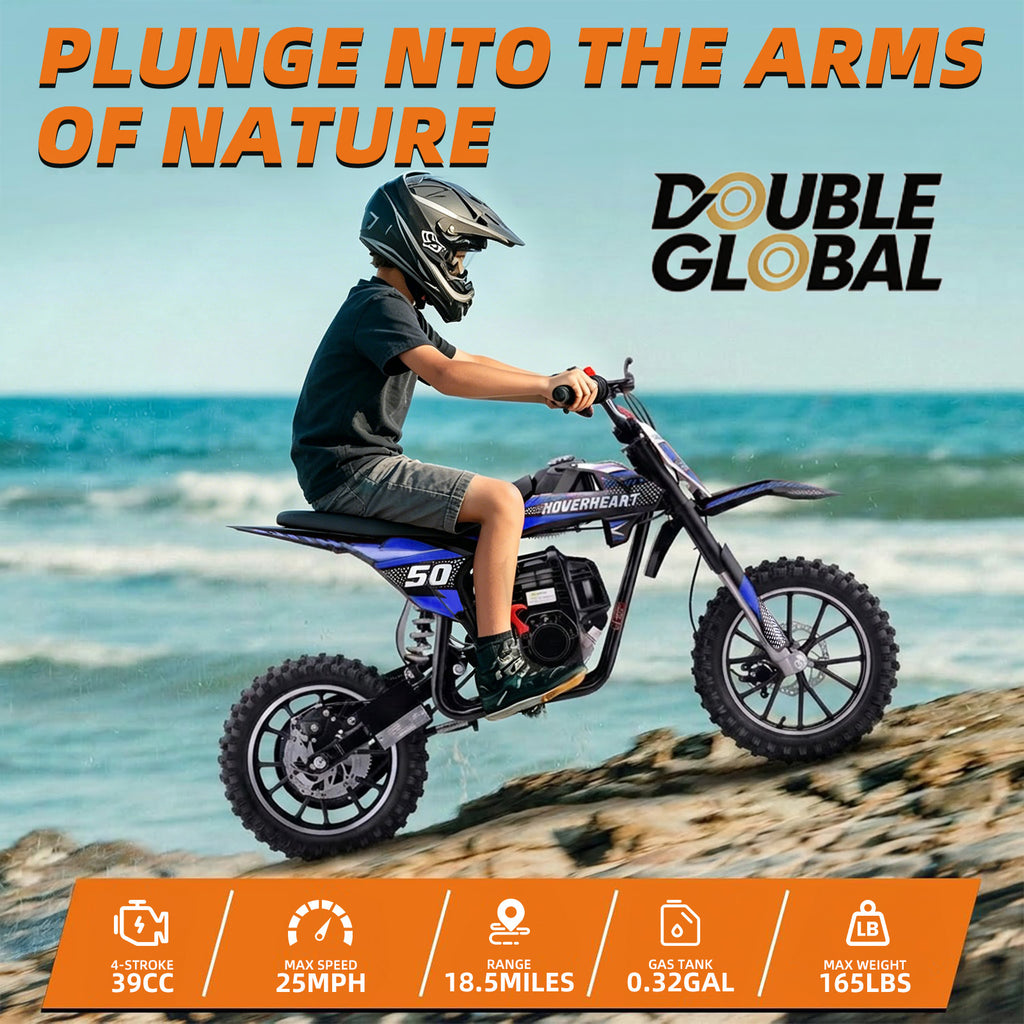 New gasoline mini off-road vehicle DB008, 49 CC four stroke off-road vehicle, rear shock absorber, metal frame, disc brake, maximum load of 165Lbs, maximum 25Mph, no need for mixed oil, random water cup included