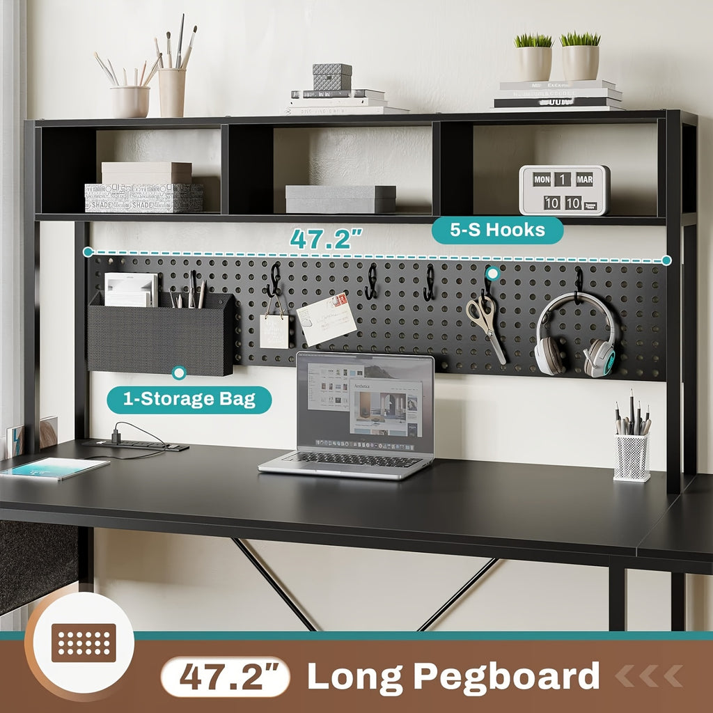 L-Shaped Gaming Desk, Reversible from a 67-Inch Corner Setup to a 94.5-Inch Two-Person Workstation