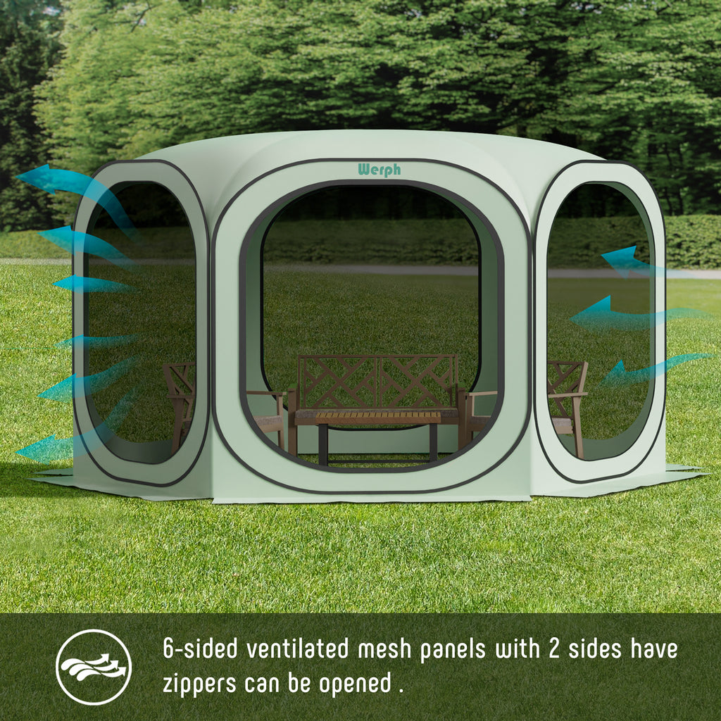 WERPH Screen Tent Camping Canopy 12x12, Screen Room with Mosquito Tent,Pop Up Screen Tent Canopy with Mosquito Net,Outdoor Tent Canopy,Pop Up Gazebo for Lawn & Garden,Parties or Camping,Beige