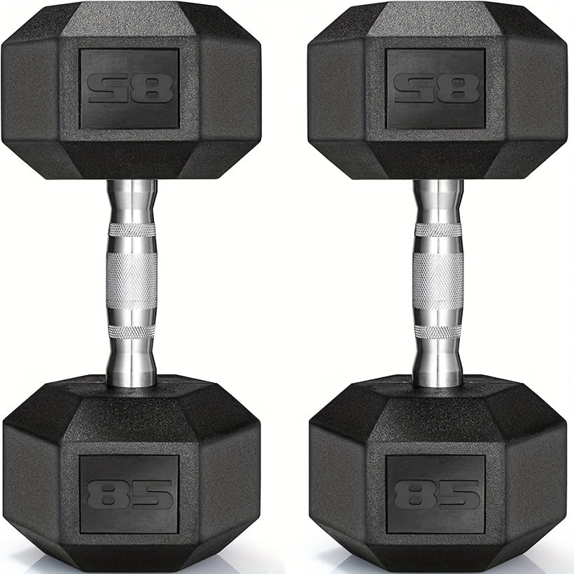 Rubber-Coated Hex Dumbbell Set, 60–85 lb Pair Options for Weightlifting and Strength Training