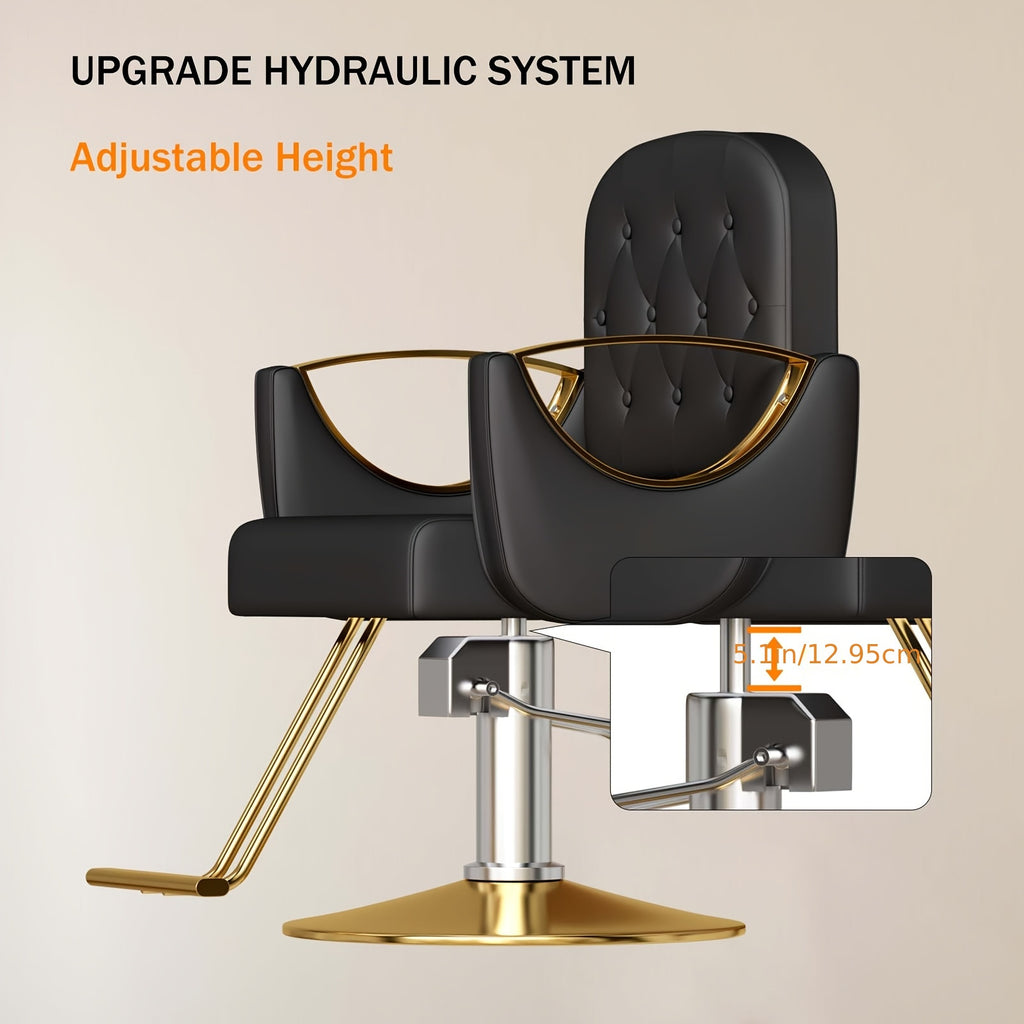 Barber Chair Salon Chair 360 Degrees Rolling Swivel Barber Chairs Hydraulic Hair Chair Capacity Up to 330Lbs All Purpose Beauty Spa Equipment, Black