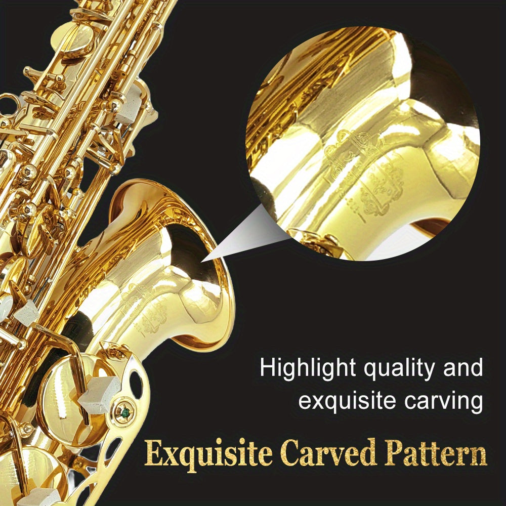 YoungMonic Eb Alto Saxophone for Beginners Adult, Saxophone Student, E Flat Alto Sax Full Kit with Reeds, Pads, Hard Carrying Case, Cleaning Cloth & Rod
