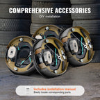 VEVOR Electric Trailer Brake Assembly, 10" x 2-1/4", 2 Pairs Self-Adjusting Electric Brakes Kit for 3500 lbs Axle, 4-Hole Mounting, Backing Plates for Brake System Part Replacement (2 Right 2 Left)