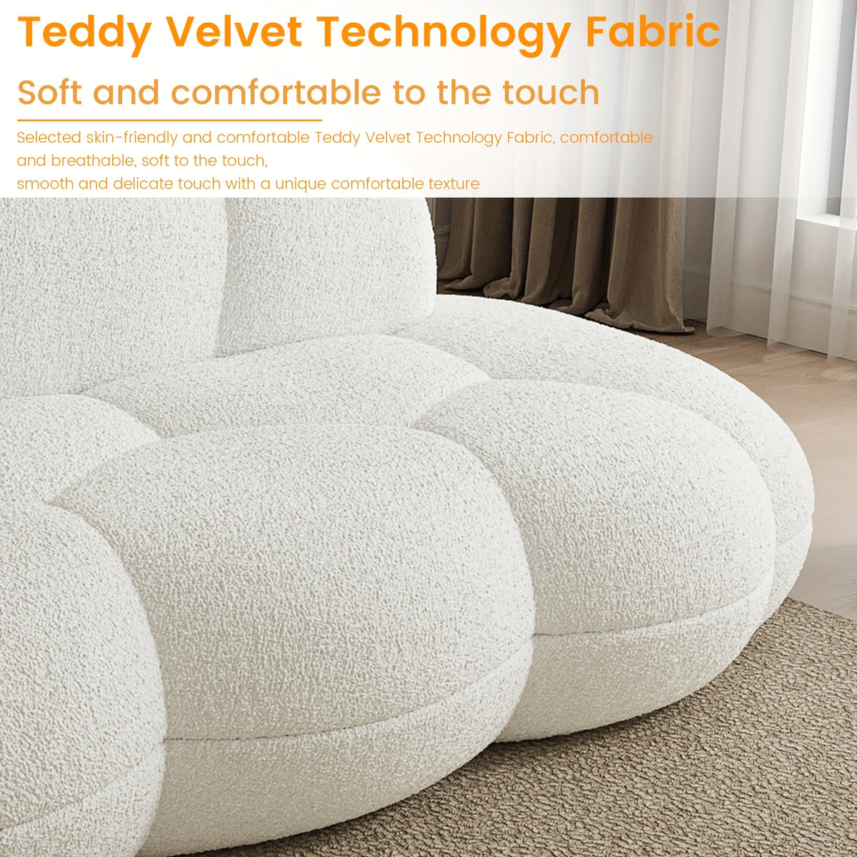 Cloud Shaped Couches for Living Room, Modern Comfy Compressed Sofa, Cloud Shaped Leisure Sofa, Upholstered Couch for Bedroom, Apartment, Small Space (No Installation Required)