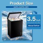 [Large Chest Freezer] Chest Deep Freezer, Large Freestanding Chest Freezer With 7 Level Adjustable Thermostat, Compact Top-Opening Deep Freezer With Removable Storage Baskets, Black
