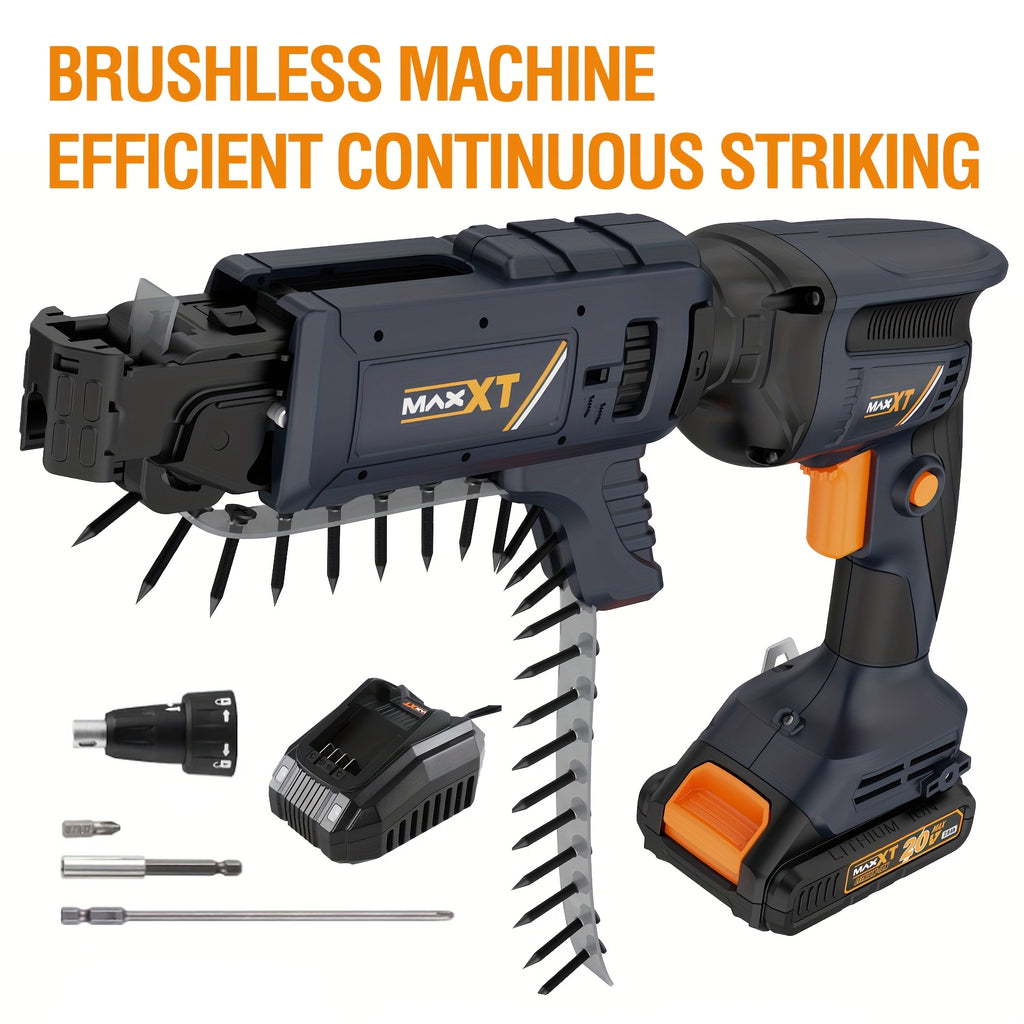 Drywall Screw Gun – MAXXT 20V Cordless Autofeed Screwdriver for Drywall Installation and Construction Projects