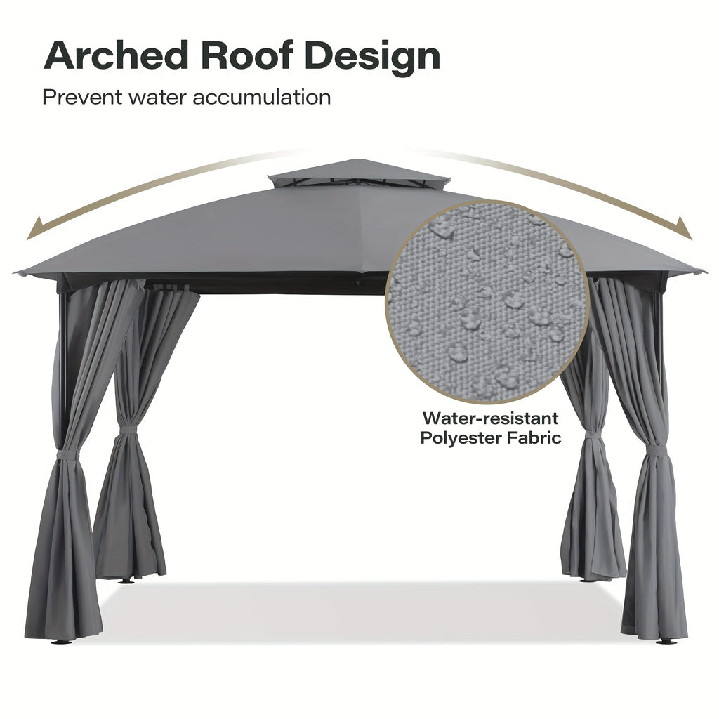 LUAUSAINT HOME 10X10 Ft Arch Gazebo Canopy Tent with Side Curtains, Easy Setup Party Tent Shelter for Patio, Poolside, Backyard And Lawn, Gray