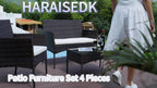 The HARAISEDK Handmade Outdoor Wicker Patio Sofa Set, Combined with A Tempered Glass Coffee Table, Is An All - Weather PE Rattan Furniture Piece That Is Applicable to Courtyards, Patios, Balconies, Backyards, Decks, Bars And Cafes.