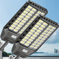 LA082W-2 2pcs Extra Large Solar Street Lights for Outdoor Solar Parking Lot Lights, Dusk to Dawn, High Brightness Solar Security Floodlights with Motion Sensor, Includes Remote Control, 2pcs Set
