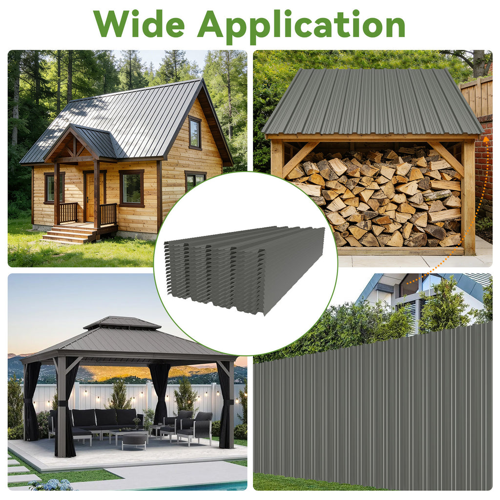 [Waterproof Metal Siding] 72.85''X18.9''/61.02''X18.9'' Corrugated Galvanized Metal Roofing Panels And 1 Pair Of Gloves, Waterproof Metal Siding Panels For Outdoor House, Storage, Chicken Coop, Garage, And Shed, 20pcs/15pcs/10pcs