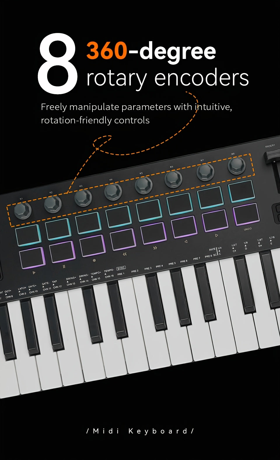 M-VAVE SMK37PRO Professional MIDI Keyboard, 37-Key Wireless Wireless Music Arrangement And Production Synthesizer