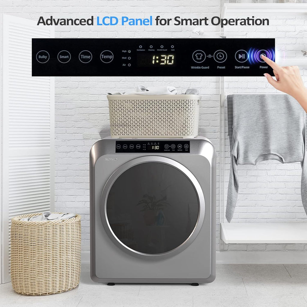 [Portable Laundry Dryer] 13.2LB Portable Clothes Dryer, 3.5 Cu.Ft High-End Front-Load Tumble Laundry Dryer With LCD Touch Screen, Stainless Steel Tub For Apartment, Home, Dorm, Classic White