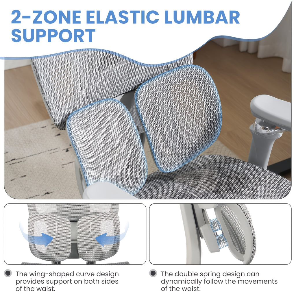 MOJAY Ergonomic Office Chair with Footrest, Big And Tall Desk Chair with Lumbar Support, High Back Home Desk Chair for Long Desk Work, Swivel Rolling Computer Seating with 6D Armrest for Home Office