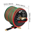 VEVOR Retractable Welding Hose Reel, Hand Crank Manual Rewind Hose Reel with 1/4 Inch x 100FT Twin Oxygen Acetylene Rubber Hose Max 300PSI - T Grade, Ceiling/Wall Mount Steel Reel for Workshop Garages