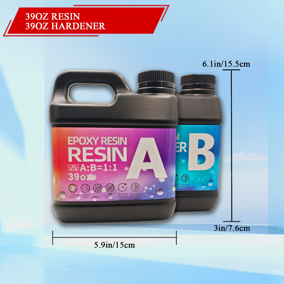 16 Sets Full-Case Bulk Epoxy Resin AB Glue - Professional-Grade Casting Kit - Yellowing-Resistant, High Transparency, Bubble-Free | Ideal for Coating, Casting, Resin Art, Jewelry Making, Tabletops & Solid Wood Side Tables, Includes 1248oz/624oz