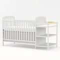 Goldzone 4-in-1 Convertible Baby Crib, Wooden Baby Stuffs Converts Into Toddler Bed with Changing Table, Newborn Essential Items Full Size Nursery Decor Cribs, Adjustable Heights, Item Weight: 56lbs, Maximum Weight Recommendation: 50lbs