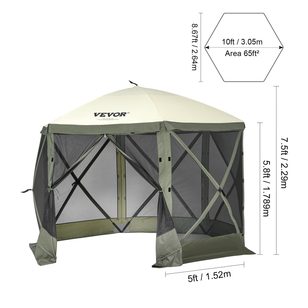Pop-Up Screen Gazebo Tent by VEVOR, Removable Privacy Panels for Camping, Picnics and Backyard Gatherings