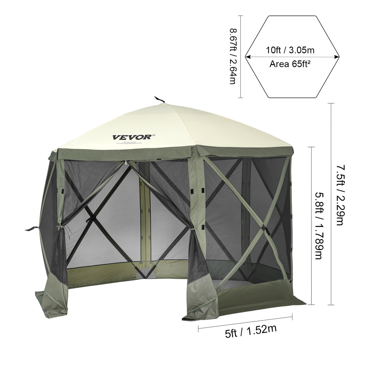 Pop-Up Screen Gazebo Tent by VEVOR, Removable Privacy Panels for Camping, Picnics and Backyard Gatherings