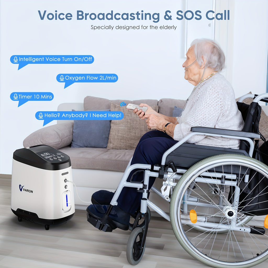 Household Continuous Oxygen Concentrator, Adjusatble/Stable Oxygen Generator For Home With Complete Accessories/Voice Control Function, ROG
