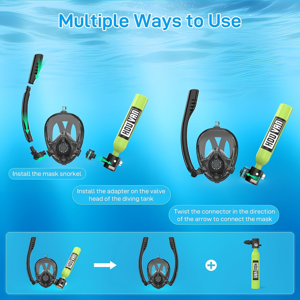 HOUVAN 16.91 oz Mini Diving Tanks Aluminum Alloy Diving Oxygen Cylinder Suitable For Underwater Photography, Underwater Recreation, Snorkeling Practice, Perfect | Portable Shallow Diving Cylinder | Boat Backup Air Source | Snorkeling Diving Tank