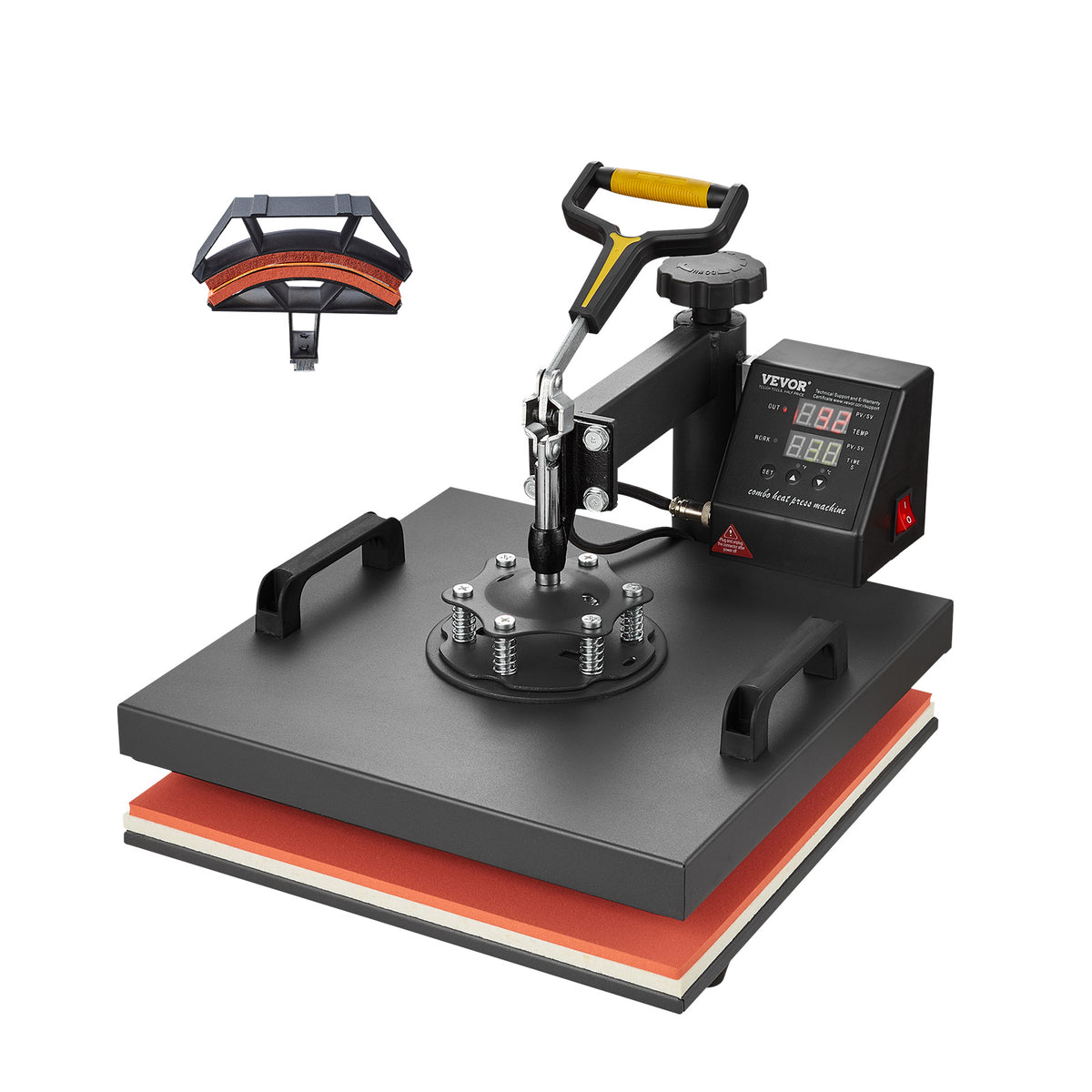 VEVOR Heat Press Machine 2-In-1 15x15in Sublimation Print Transfer DIY T-shirt Cap