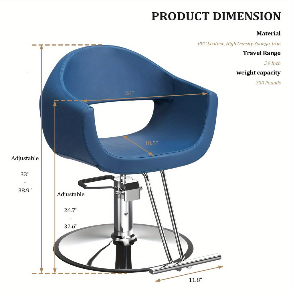 Heavy Duty Barber Chair with Hydraulic Lift - Professional Salon Styling Chair, 360° Swivel Base & Footrest, Manual Height Adjustment, Sturdy Construction for Salon, Spa, Home - Compatible with Hard Floors (Barber Shop, Beauty Parlor