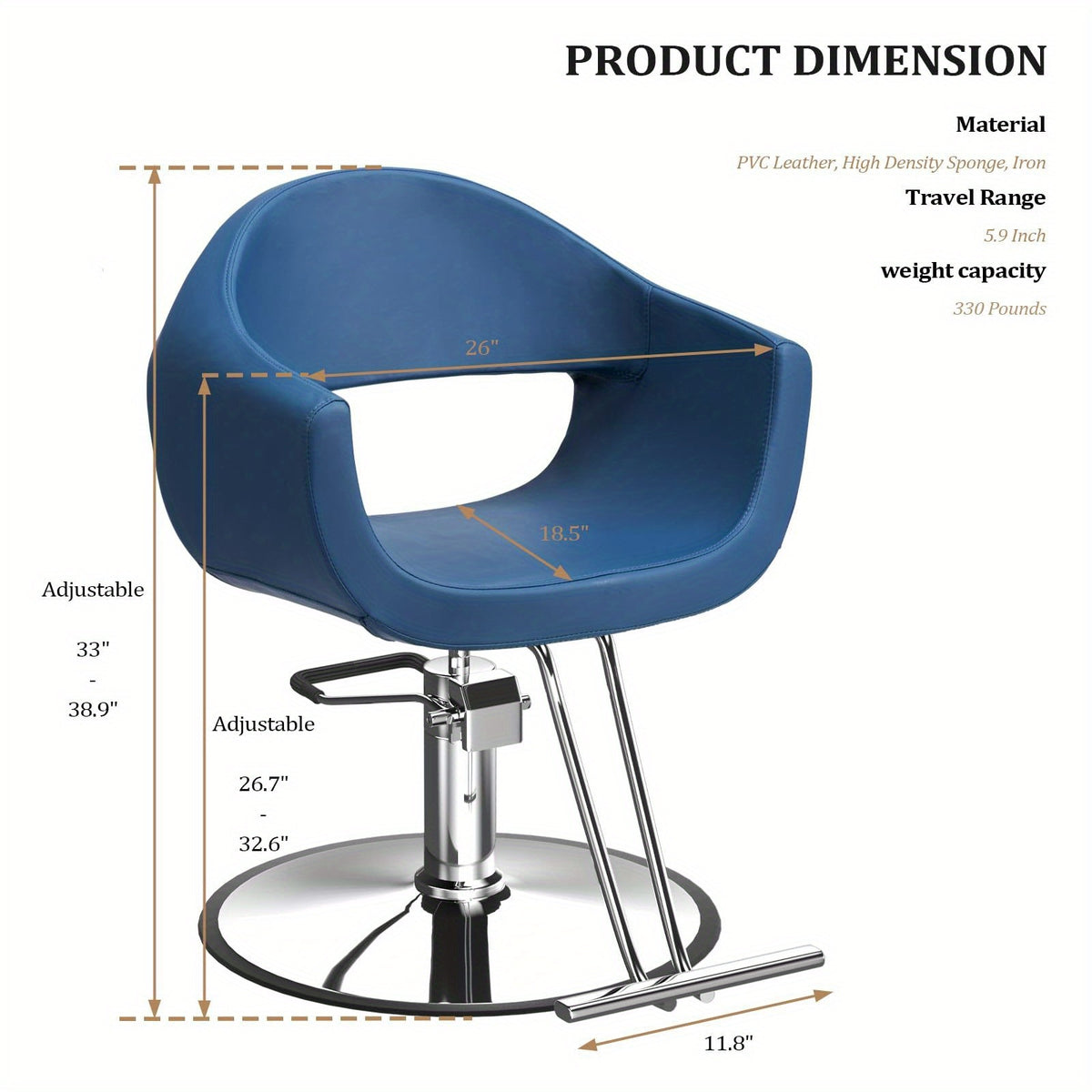 Heavy Duty Barber Chair with Hydraulic Lift - Professional Salon Styling Chair, 360° Swivel Base & Footrest, Manual Height Adjustment, Sturdy Construction for Salon, Spa, Home - Compatible with Hard Floors (Barber Shop, Beauty Parlor