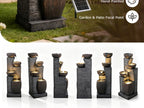Solar Outdoor Water Fountain, 38.2-Inch 4-Tier Cascading Bowls and Stacked Stones with LED Lights
