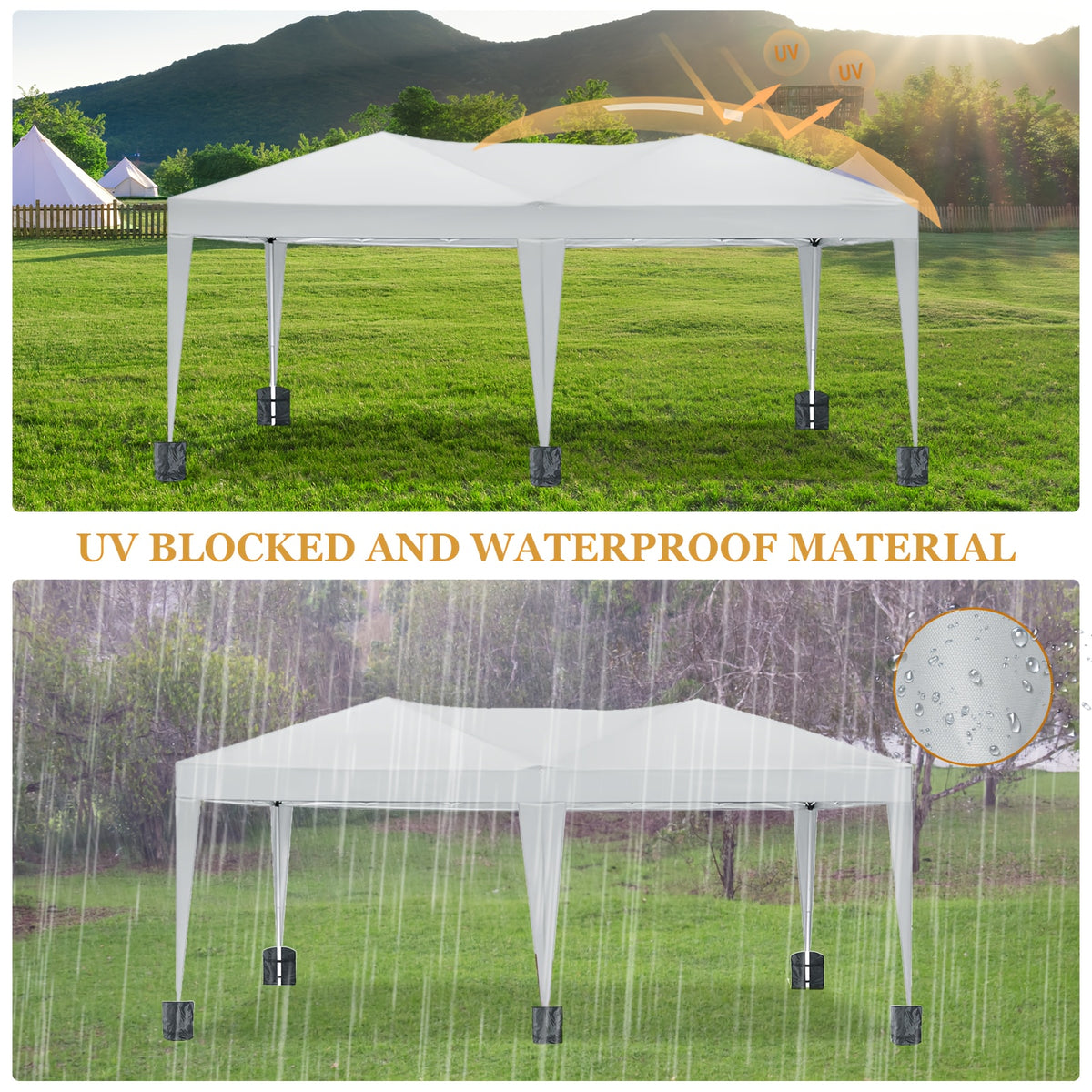 10x20ft Pop Up Canopy with 6 Sidewalls, Setup Canopy Tent with 6 Sandbags, Waterproof Shade 10x20, Outdoor Canopies for Parties Weddings Backyard Waterproof Commercial Instant